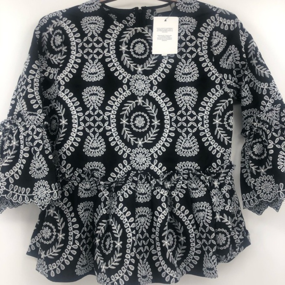 Asos embroidered peplum 3/4 Sleeve blouse